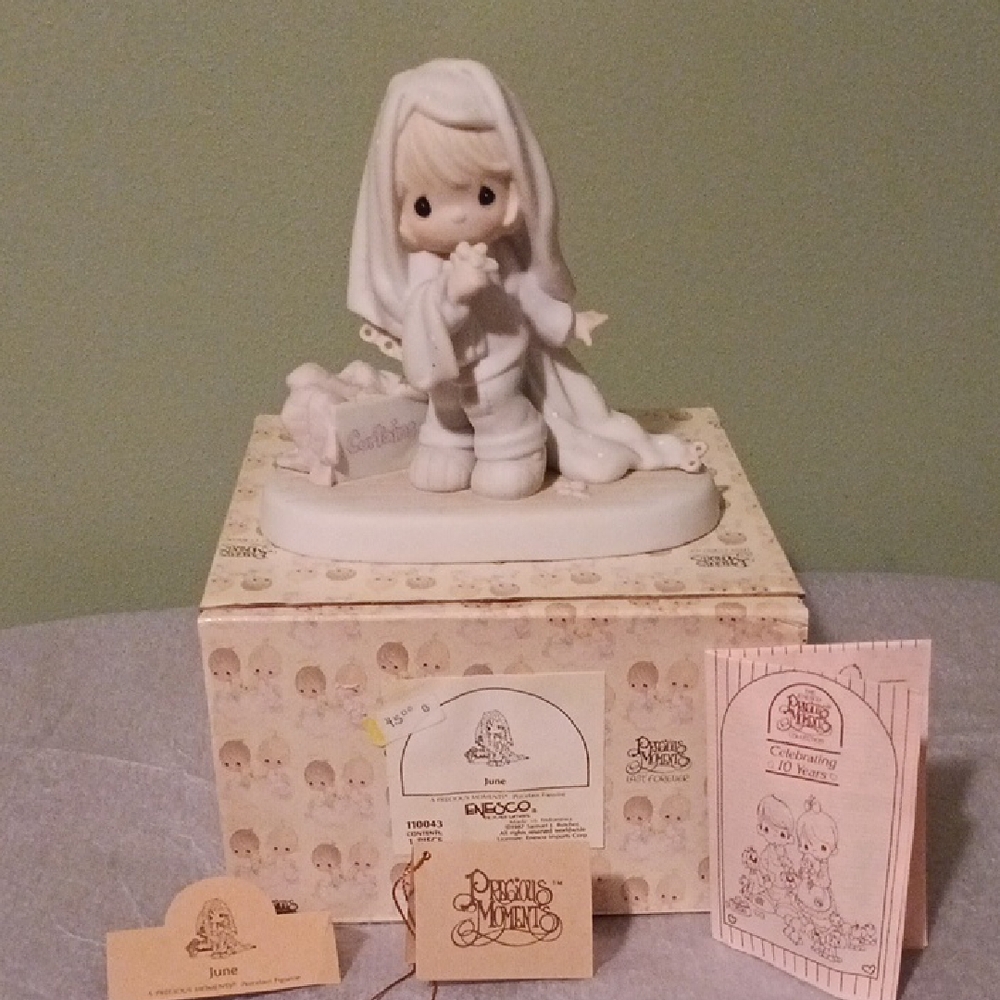 Precious Moments White and Cream June Figurine